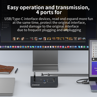 FIDECO Hub USB 3.2 personnalisé avec 4 ports (2 Type C, 2 Type A) et adaptateur secteur
