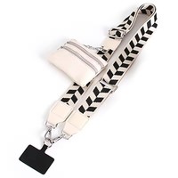 Cordon de téléphone portable réglable pour fille, anti-perte, avec pochette zippée, porte-cartes portable, cordon tour de cou