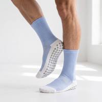 Chaussettes de football personnalisées avec logo OEM ODM respirantes et rembourrées, chaussettes de sport antidérapantes bleu ciel pour hommes