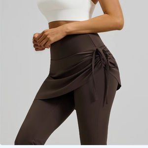 Nouvelle jupe-short de yoga plissée à cordon de serrage pour femme 2025 - Effet deux pièces, amincissante, sans lignes embarrassantes, pantalon de sport athlétique - Product Image 2