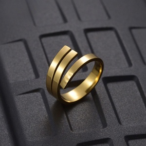 Minimalist Custom Wholesale Funky Big Jewelry <b>Rings</b> Waterproof Stainless Steel 14k 18k <b>Gold</b> Plated Women's <b>Ring</b> for Women <b>Men</b> - Product Image 4