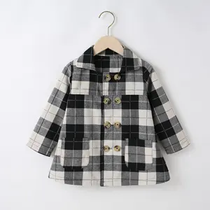 Chemise à carreaux femme printemps et automne enfants vestes vent chemise ample cardigan veste à manches longues top filles manteau