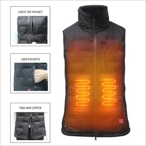 Women's USB Rechargeable Heated Vest Zipper Closure Winter Warm Fabric Outerwear With Pattern And Logo Heating Vest