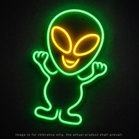 Enseigne néon LED Alien mignon, lumière néon Alien souriant de dessin animé pour salle de jeux, bar, décoration murale pour homme