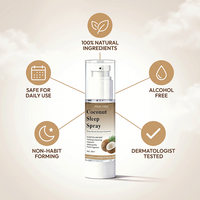 Spray de sommeil naturel à action rapide à la noix de coco, marque privée, brume d'oreiller non accoutumante, aromathérapie pour un sommeil réparateur avant le coucher