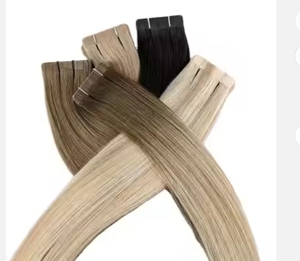 Película de cabello humano teñido con 20 piezas cada uno, cabello de película que se puede teñir y pelucas humanas con una longitud de 10 a 16 pulgadas - Product Image 1