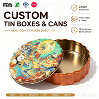 Boîte de conserve mooncake cadeau de nouvel an en forme de vague à trois couches personnalisée avec emballage de graines de melon et de noix