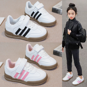 2025 primavera otoño zapatos deportivos para niños nuevas zapatillas de deporte de cuero Artificial negro/Rosa rayas niños niñas entrenamiento transpirable niños - Product Image 2
