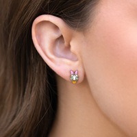 Boucles d'oreilles ZUOLA fines et mignonnes en forme de dessin animé, chien et Donald Duck, plaquées or 18 carats avec décoration en zircon coloré et goutte d'huile