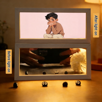 Lumières décoratives LED personnalisées avec personnage d'anime pour animaux de compagnie, cadres en bois, cadres photo d'intérieur avec télécommande rechargeable