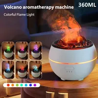 USB Flamme Volcan Humidificateur Aroma Diffuseur Ultrasonique Veilleuse Fogger pour Home Office Car Essential Oils Volcano Night Light