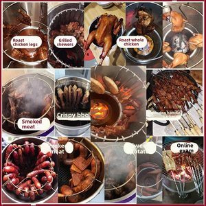 <span class=keywords><strong>Asador</strong></span> Vertical de Acero Inoxidable con Termómetro, Parrilla <span class=keywords><strong>Colgante</strong></span> de Carbón para Pollo, Pato y Salchichas - Product Image 2