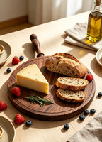 Ensemble de planches à découper en bois de noyer artisanal, 3 pièces, plateau de service décoratif avec poignées rondes et rétro pour la présentation des aliments