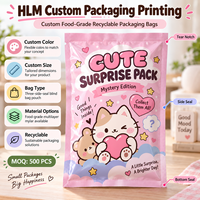 Sachets d'emballage plastique thermoscellables personnalisés, colorés, à trois soudures latérales, pour mini-jouets, objets de collection, cadeaux mystères et bonbons