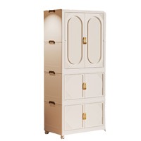 Armoire d'angle pliable en plastique sans outil, double porte, boîte de rangement pour enfants, organisateur de placard, gain de place pour petit appartement