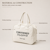 Sac de voyage pour femme personnalisé, sac de week-end minimaliste, sac de voyage en toile de coton résistante, avec logo imprimé ou brodé