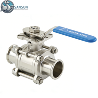 Vanne à boisseau sphérique manuelle à trois colliers en acier inoxydable SS304 SS316L, OEM pour système de refroidissement liquide de centre de données