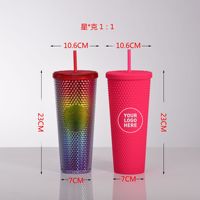 Gobelet isotherme noir mat 24 oz en plastique à double paroi, sans BPA, avec paille et logo personnalisé