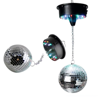 Lampe à boule disco LED rotative professionnelle activée par le son, télécommande, boule miroir motorisée avec effet laser DJ