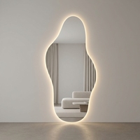 Miroir LED moderne de forme irrégulière, pleine taille, avec interrupteur tactile, rétroéclairage intelligent, miroir tout-en-un pour hôtel, villa, salon