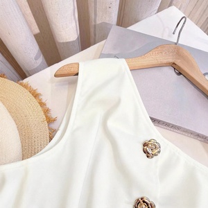 <strong>Women's</strong> <strong>White</strong> Asymmetric Neck Sleeveless <strong>Vest</strong> - Product Image 3