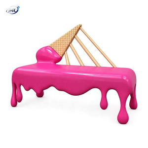 Modern Sculptural Patio <b>Bench</b> Outdoor Leisure <b>Bench</b> Pink Commercial Public Seating - Product Image 5