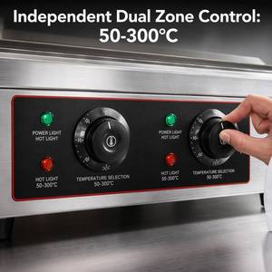 Durable 304 Stainless Steel Electric <b>Flat</b> <b>Top</b> <b>Griddle</b> with Oil Drawer Heavy Duty Countertop Grill Machine for Commercial Kitchen - Product Image 2