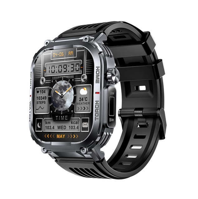 2.02 Inch Big Screen Smart Watch Men BT Call 3ATM Waterproof Heart Rate Monitor Flashlight Sports Smartwatch Wholesale Factory