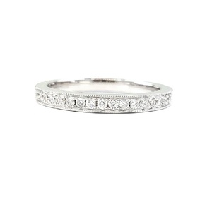 Anillo de Boda Delgado de Oro Blanco Sólido de 18k con Diamantes Naturales Redondos, Diseño de Lujo, para Mujer, Ideal para Fiestas y Aniversarios - Product Image 1