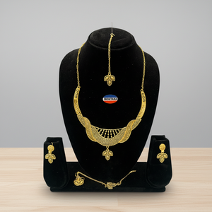 Parure de collier vintage style temple avec sculptures traditionnelles du sud de l'Inde pour femme, incluant des boucles d'oreilles assorties, idéale pour les fêtes - Product Image 2