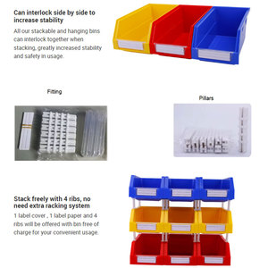 100% новый материал, пластиковые штабелируемые контейнеры для хранения мелких деталей, контейнеры для пластиковых полок - Product Image 5