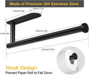 حامل مناديل ورقية حديث من الفولاذ المقاوم للصدأ والكروم، يثبت على الحائط ذاتي اللصق للحمام، طراز Hongdec HD-<span class=keywords><strong>M</strong></span>-9225 - Product Image 4