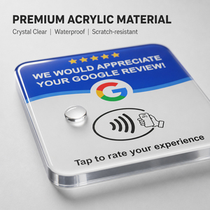 Carte NFC en PVC acrylique imperméable <span class=keywords><strong>avec</strong></span> support en acrylique NTAG215, <span class=keywords><strong>code</strong></span> <span class=keywords><strong>QR</strong></span> et <span class=keywords><strong>logo</strong></span> personnalisé pour avis Google, menu <span class=keywords><strong>de</strong></span> restaurant et réseaux sociaux - Product Image 2