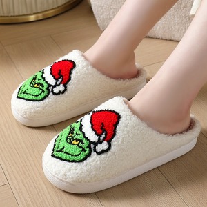Chaussons d'intérieur à thème Noël hivernal, motif <span class=keywords><strong>Grinch</strong></span> et Père Noël, à bout fermé, pour la saison printanière - Product Image 4