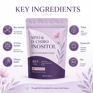 Myo-Inositol et D-Chiro Inositol rapport 40:1 pour le soutien du syndrome des ovaires polykystiques (SOPK), complément alimentaire pour l'équilibre hormonal avec folate et zinc en poudre, 45 portions - Product Image 4