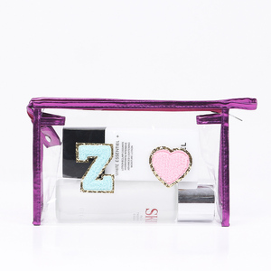 Borsa per il trucco della toppa Preppy borsa per l'organizzatore cosmetico borsa per il trucco borsa portatile multiuso con cerniera in PVC trasparente - Product Image 5