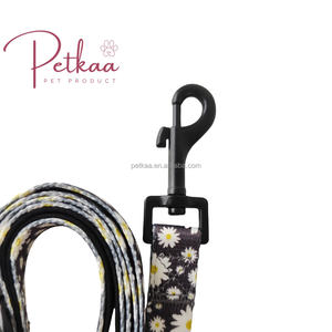 Harnes anjing pribadi kelas atas Logo khusus dan cetak pola bunga aster putih hitam <span class=keywords><strong>Harness</strong></span> dan Set tali untuk OEM ODM - Product Image 5