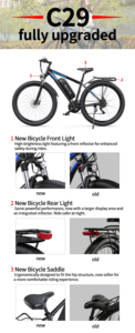 Meilleur rapport qualité-prix : Vélo de montagne électrique Duotts C29 Pro pour adultes, puissant moteur 250W, vitesse jusqu'à 25 km/h, idéal pour la livraison de nourriture en UE. - Product Image 6
