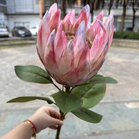 Kain Sutra Buatan Sentuhan Alami Bunga Protea Raja untuk Dekorasi Meja Rumah, Hotel, dan Rangkaian Bunga Pernikahan