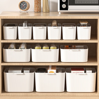 Boîte de rangement multifonctionnelle en plastique avec poignée, panier organisateur pour bureau, cuisine, armoire, aliments, collations, usage domestique, en PP