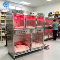 Cage d'oxygénothérapie vétérinaire thermostatée personnalisable OEM en acier inoxydable pour chien, avec roues, pour hospitalisation