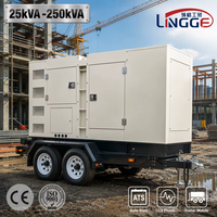 Groupe électrogène diesel silencieux mobile sur remorque 25kVA 30kVA 50kVA 100kVA 150kVA 250kVA avec ATS triphasé pour usage industriel