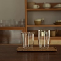 Tasse à café en verre borosilicate transparent isolé de haute qualité, tasse à eau simple pour les fêtes, pour les boissons froides au café