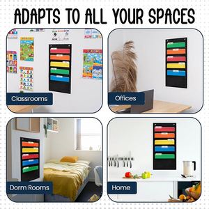 Versatile Tall Black Pocket Chart Classroom-friendly Wall Hanging <b>File</b> <b>Folder</b> Organizer Office School Supplies - Product Image 5