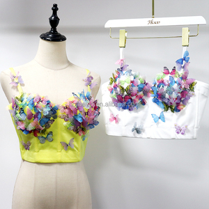 BL29 Cute Women Beach Party <strong>Corsets</strong> for Women Sexy Beauty Back Padded Bra 3D Butterfly Crystal Decor Bustier <strong>Tops</strong> - Product Image 1