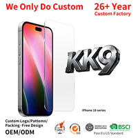 Protection d'écran en verre KK9 personnalisée par le fabricant pour iPhone 18 Pro 17 Pro, résistance aux chocs de 50 kg, HD anti-éclats, accessoires mobiles
