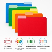 Carpetas de archivo Manila con pestaña de 1/3, tamaño carta, paquete de 100, varios colores, OEM, ODM, logotipo personalizado, venta al por mayor de fábrica