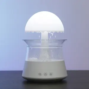 2024 new arrival household remote control wood rain lamp fragrances of essential oil mushroom diffuser raindrop humidifier