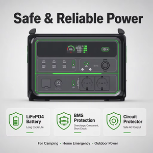 สถานีไฟฟ้าพกพา 1200W เครื่องกำเนิดพลังงานแสงอาทิตย์ 2 ช่องเสียบ AC ช่อง USB-C PD100W DC 12V หน้าจอ LCD อัจฉริยะ สำหรับสำรองไฟบ้าน ตั้งแคมป์ กิจกรรมกลางแจ้ง และกรณีฉุกเฉิน - Product Image 4