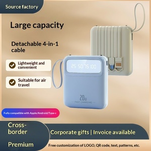 Nuevo <span class=keywords><strong>Mini</strong></span> Banco de Energía Portátil de Plástico de 10000 mAh con Salida de 10W y Cuatro Cables, Regalo con Logotipo Personalizado - Product Image 5